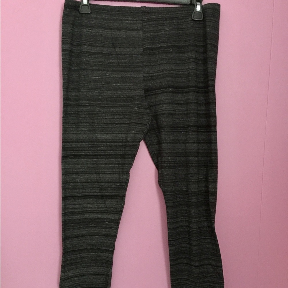 Grey And Black Striped Leggings